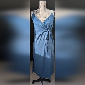 J.O.A. Blue Teal Wrap Midi Dress Size XS